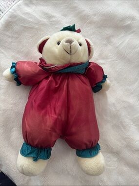 Plush Bear Stuffed Toy in Red and Teal